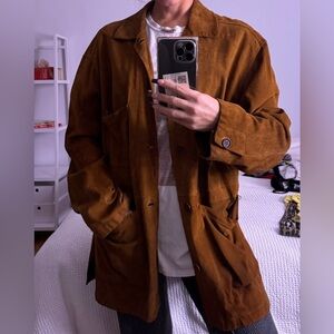 brown genuine italian suede oversized shirt / light jacket *SOURCED IN ITALY*